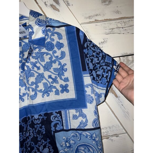 BEAUTIFUL by Lawrence Zarian Women's Top Sz M Printed Patchwork Blue A644436 - Picture 3 of 8